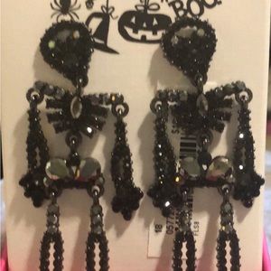 Awesome Skeleton Black Rhinestone Earrings
